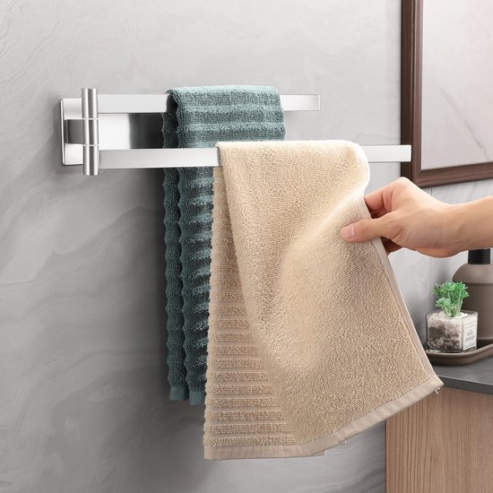 Unyqoos® Zelfklevende draaibare handdoekhouder van roestvrij staal voor badkamer en keuken