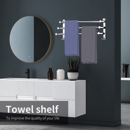 Unyqoos® Uittrekbare handdoekhouder van roestvrij staal voor badkamer en keuken