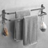 Unyqoos® Ruimtebesparende grijze handdoekhouder van 60 cm zonder boren voor badkamer en keuken