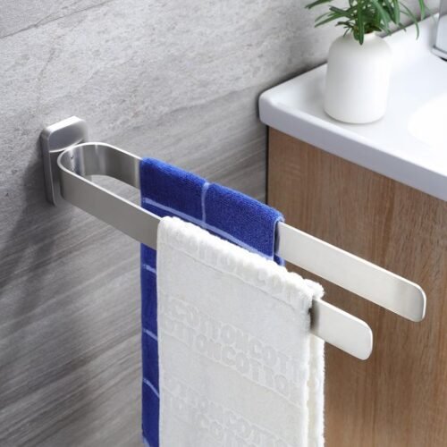 Unyqoos® Dubbele handdoekhouder van roestvrij staal voor badkamer en keuken 40 cm