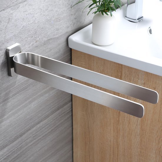 Unyqoos® Dubbele handdoekhouder van roestvrij staal voor badkamer en keuken 40 cm