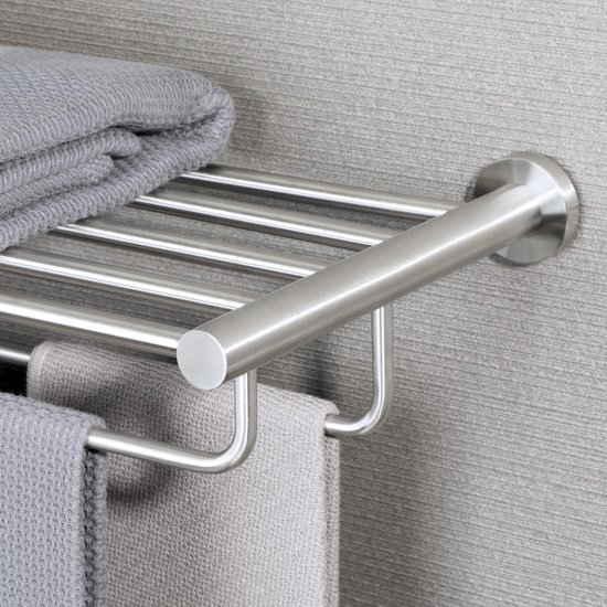 Unyqoos® Roestvrijstalen dubbele handdoekhouder voor badkamer en keuken - 60 cm wandmontage