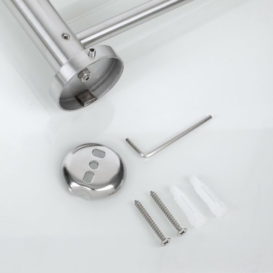 Unyqoos® Roestvrijstalen dubbele handdoekhouder voor badkamer en keuken - 60 cm wandmontage