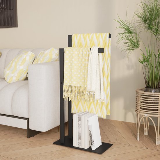 Unyqoos® Vrijstaand handdoekenrek met twee stangen voor badkamer en keuken