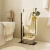 Unyqoos® Vrijstaand handdoekenrek met twee stangen voor badkamer en keuken