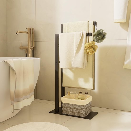 Unyqoos® Vrijstaand handdoekenrek met twee stangen voor badkamer en keuken