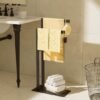 Unyqoos® Vrijstaand handdoekenrek met twee stangen voor badkamer en keuken