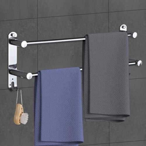 550x550-26566.jpg Unyqoos® Uittrekbare Handdoekhouder van Roestvrij Staal voor Badkamer en Keuken, Verstelbaar van 50 tot 90 cm, Zonder Boren, Twee Lagen