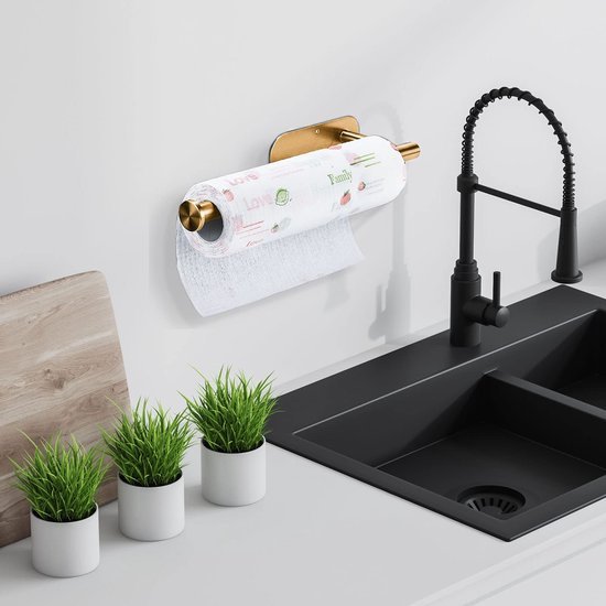 Unyqoos® Ruimtebesparende papieren handdoekhouder van roestvrij staal voor keuken en badkamer