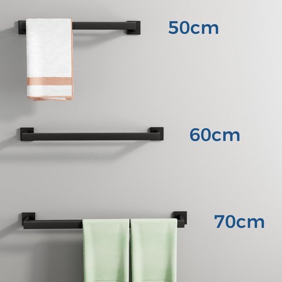 Unyqoos® Dubbele handdoekhouder van roestvrij staal met zwart design voor badkamer