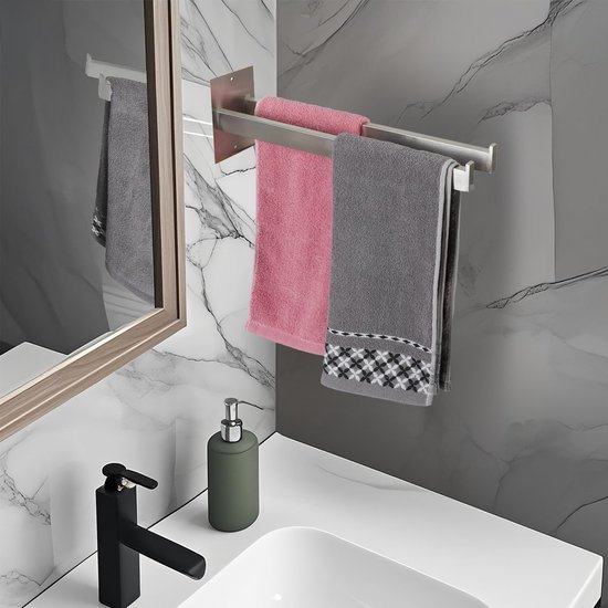 Unyqoos® Dubbele zelfklevende handdoekhouder voor badkamer en keuken zonder boren
