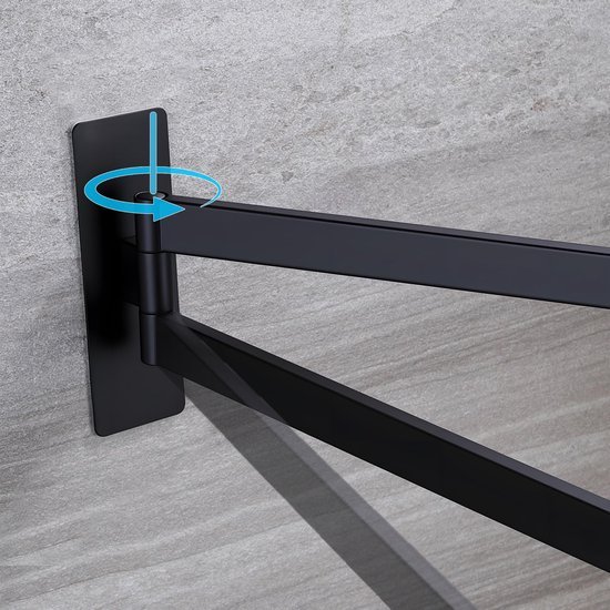 Unyqoos® Draaibare handdoekhouder zonder boren met dubbele stangen voor badkamer en keuken
