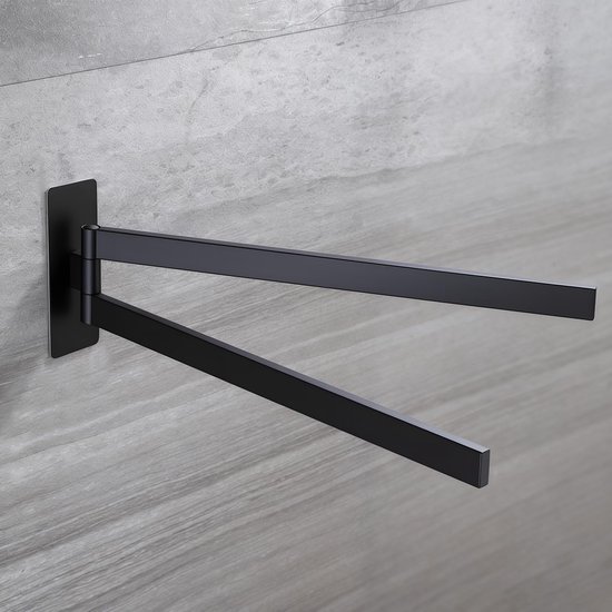Unyqoos® Draaibare handdoekhouder zonder boren met dubbele stangen voor badkamer en keuken