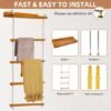 Unyqoos® Multifunctioneel wand- en vrijstaand handdoekenrek met 5 lagen van hout