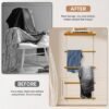 Unyqoos® Multifunctioneel wand- en vrijstaand handdoekenrek met 5 lagen van hout