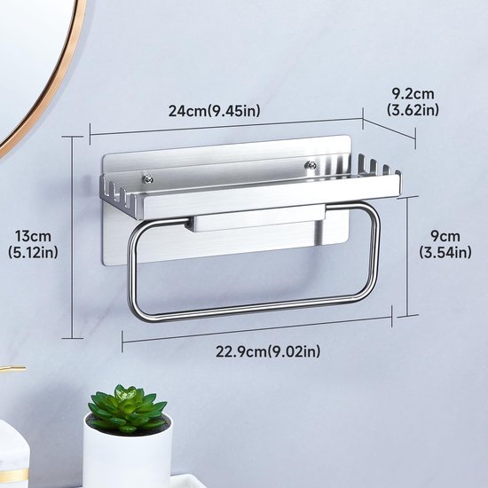 Unyqoos® Moderne zelfklevende handdoekhouder met opbergruimte voor badkamer en keuken