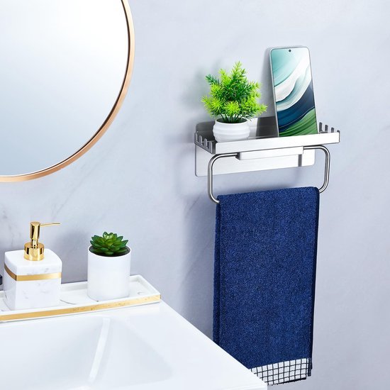 Unyqoos® Moderne zelfklevende handdoekhouder met opbergruimte voor badkamer en keuken