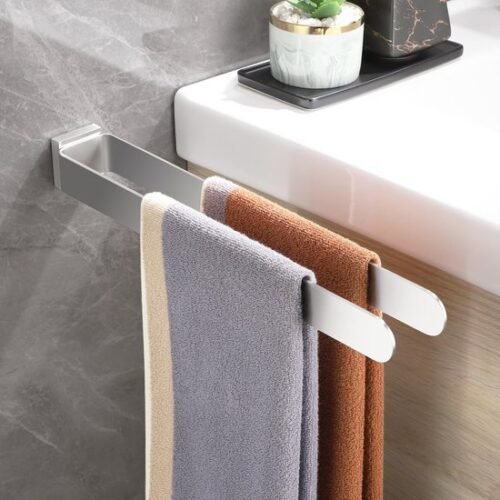 Unyqoos® Dubbele Roestvrijstalen Handdoekhouder voor Badkamer en Keuken, 39 cm, Zilver