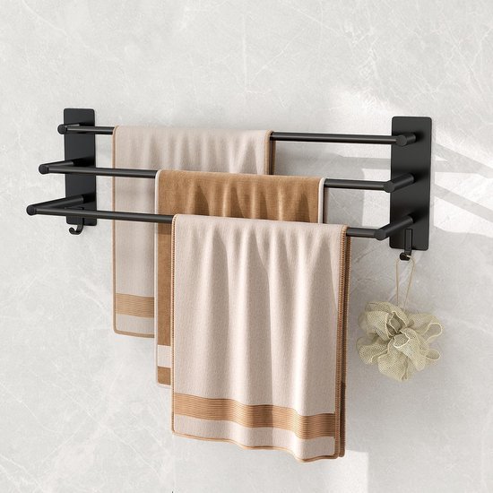 Unyqoos® Stijlvolle 60 cm Zelfklevende Handdoekhouder met Drie Niveaus voor Diverse Ruimtes