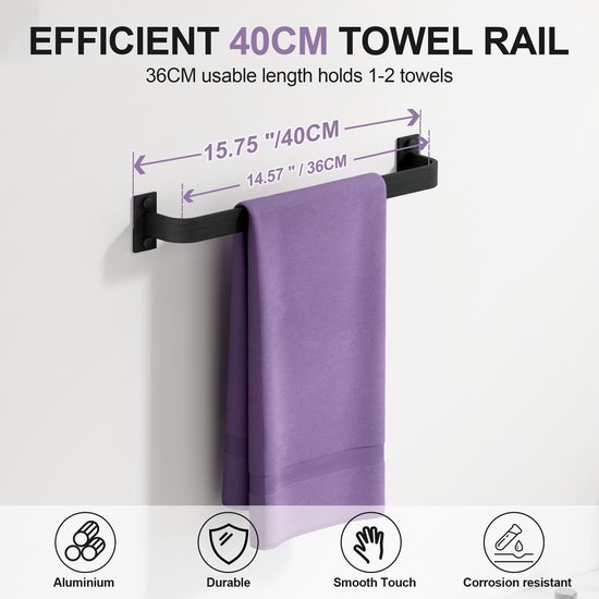 550x550-26724.jpg Unyqoos® Stijlvolle zwarte handdoekhouder 40 cm voor badkamer en keuken