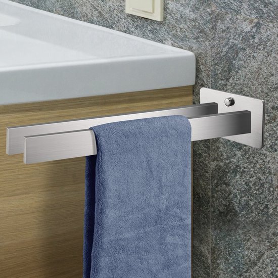 Unyqoos® Stijlvolle en Dubbele Handdoekhouder van Roestvrij Staal voor Badkamer en Keuken