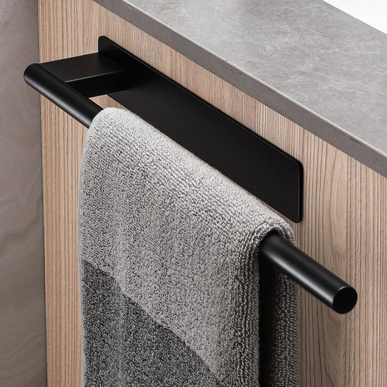 550x550-26746.jpg Unyqoos® Stijlvolle zwarte zelfklevende handdoekhouder voor badkamer en keuken