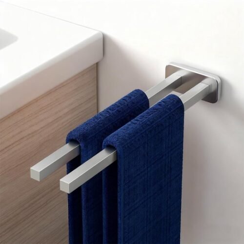 Unyqoos® Roestvrijstalen handdoekhouder met dubbele arm en wandmontage voor badkamer