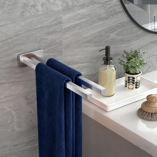 Unyqoos® Roestvrijstalen handdoekhouder met dubbele arm en wandmontage voor badkamer