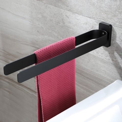 Unyqoos® Dubbele roestvrijstalen handdoekhouder voor badkamer en keuken van 40 cm