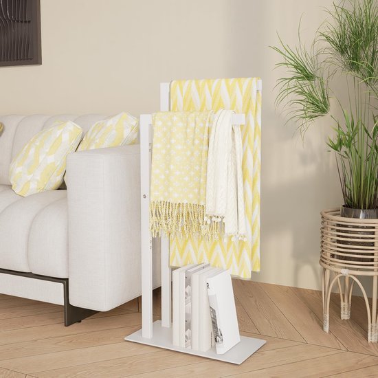 Unyqoos® Vrijstaand handdoekenrek met dubbele stang en stabiele voet voor badkamer