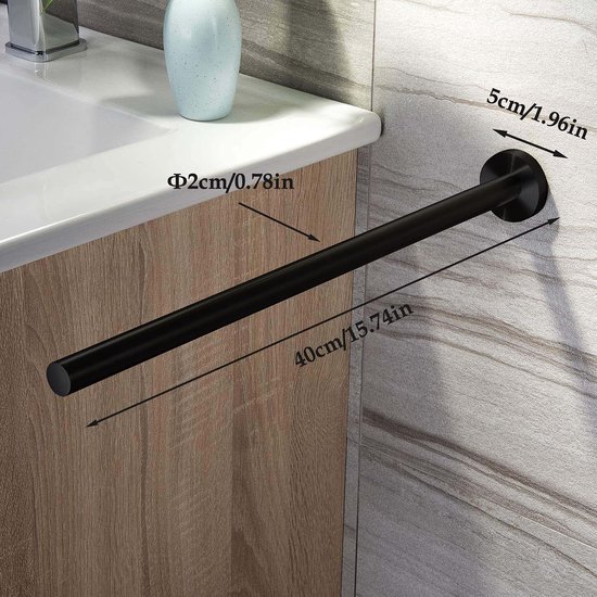 550x550-26850.jpg Unyqoos® Moderne Roestvrijstalen Handdoekhouder voor Badkamer en Keuken - 40 cm, Matzwart
