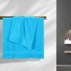 Unyqoos® Set van twee luxe badhanddoeken in turquoise blauw, ultra absorberend en sneldrogend, 70x140 cm