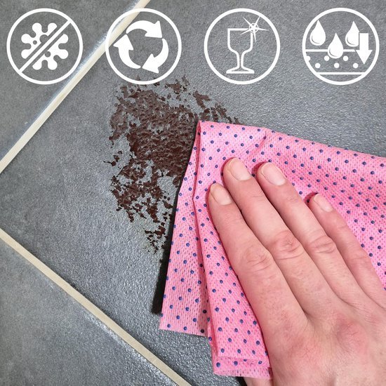 Unyqoos® Set van 12 Antibacteriële Reinigingsdoeken met Krachtige Kopervezels en Noppentechnologie