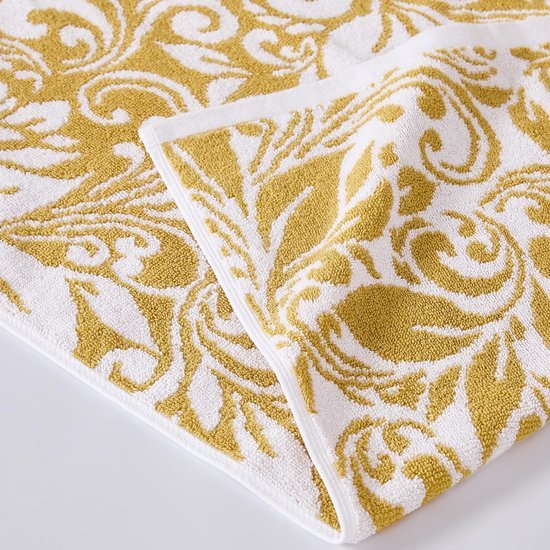 Unyqoos® Luxe 6-delige handdoekenset met omkeerbaar jacquard ontwerp in goud