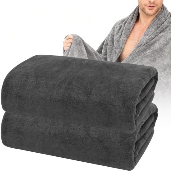550x550-27040.jpg Unyqoos® Set van Twee Extra Grote Grijze Katoenen Badhanddoeken voor Sauna en Strand