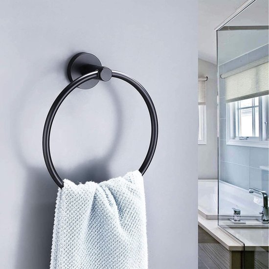 550x550-27082.jpg Unyqoos® Ronde handdoekhouder in mat zwart voor badkamer en keuken