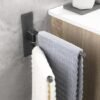Unyqoos® Zelfklevende handdoekhouder zwart met draaibare dubbele stang voor badkamer