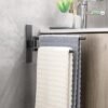 Unyqoos® Zelfklevende handdoekhouder zwart met draaibare dubbele stang voor badkamer