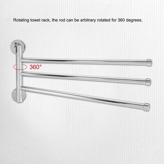 550x550-27122.jpg Unyqoos® Wandgemonteerde handdoekhouder met drie draaibare armen voor badkamer en keuken