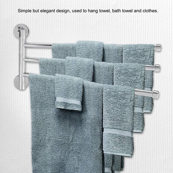 550x550-27125.jpg Unyqoos® Wandgemonteerde handdoekhouder met drie draaibare armen voor badkamer en keuken