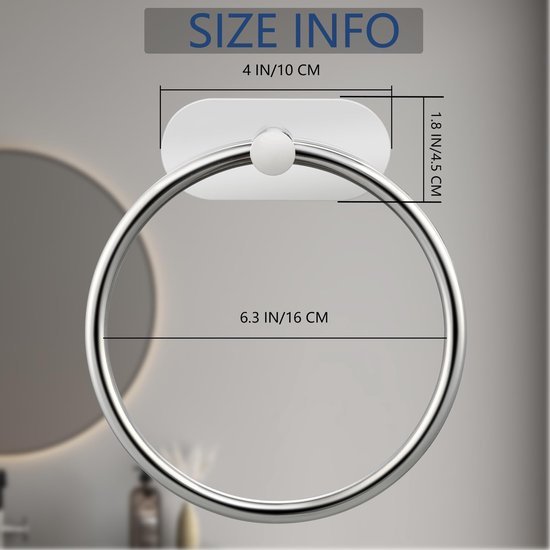 Unyqoos® Zelfklevende handdoekring voor badkamer en keuken zonder boren