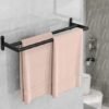 Unyqoos® Dubbele Handdoekhouder voor Badkamer en Keuken met Wandmontage in Mat Zwart, 40 cm