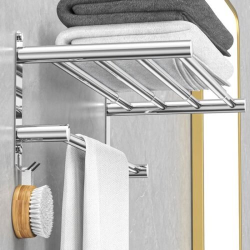 Unyqoos® Verstelbare roestvrijstalen handdoekhouder voor badkamer zonder boren