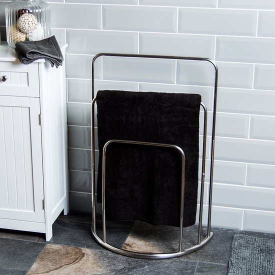 Unyqoos® Vrijstaande handdoekhouder met drie niveaus in chroom voor badkamer