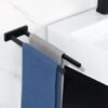 Unyqoos® Zwarte tweearmige handdoekhouder voor badkamer en keuken met wandmontage