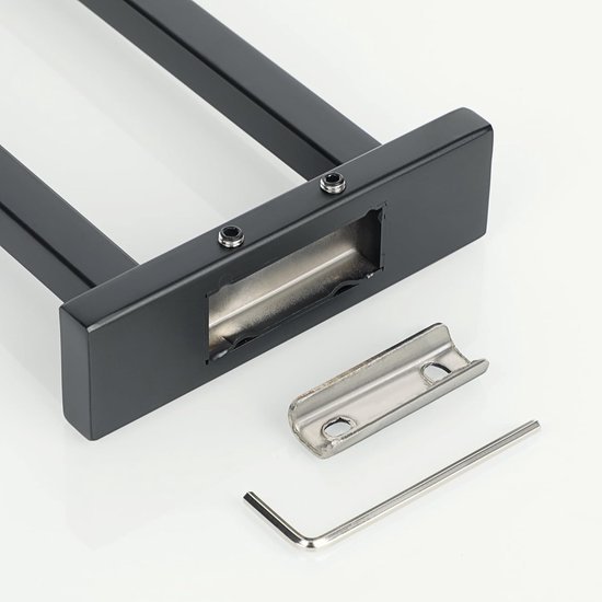 Unyqoos® Zwarte tweearmige handdoekhouder voor badkamer en keuken met wandmontage