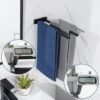 Unyqoos® Zwarte tweearmige handdoekhouder voor badkamer en keuken met wandmontage