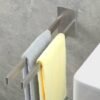 Unyqoos® Roestvrijstalen zelfklevende handdoekhouder met twee armen voor badkamer en keuken