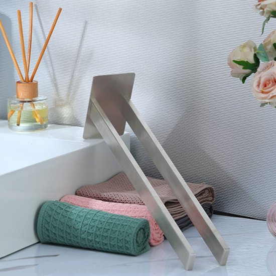 Unyqoos® Roestvrijstalen zelfklevende handdoekhouder met twee armen voor badkamer en keuken