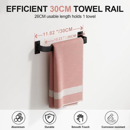 550x550-27240.jpg Unyqoos® Stijlvolle zwarte handdoekhouder 30 cm voor badkamer en keuken